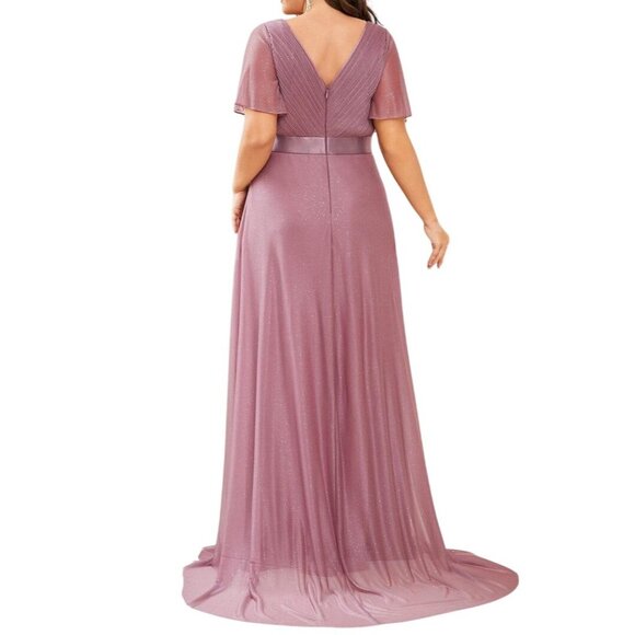 Short Sleve , V Neck A Lime Wedding Guest Dress - Picture 2 of 8